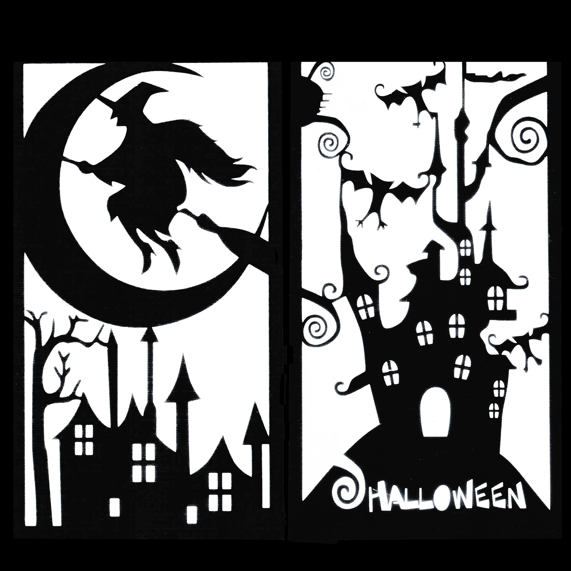 16" Black Halloween Haunted House Lantern